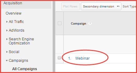 GA campaign, showing generic campaign name