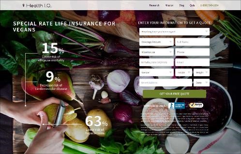 Health I.Q. Vegan Landing Page