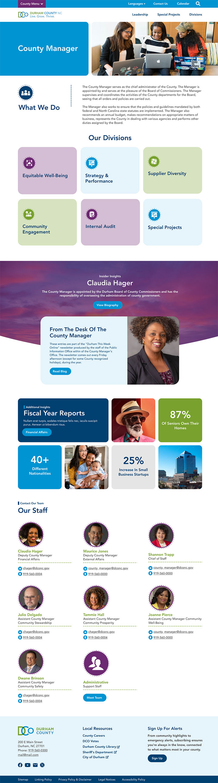 Durham County manager landing page