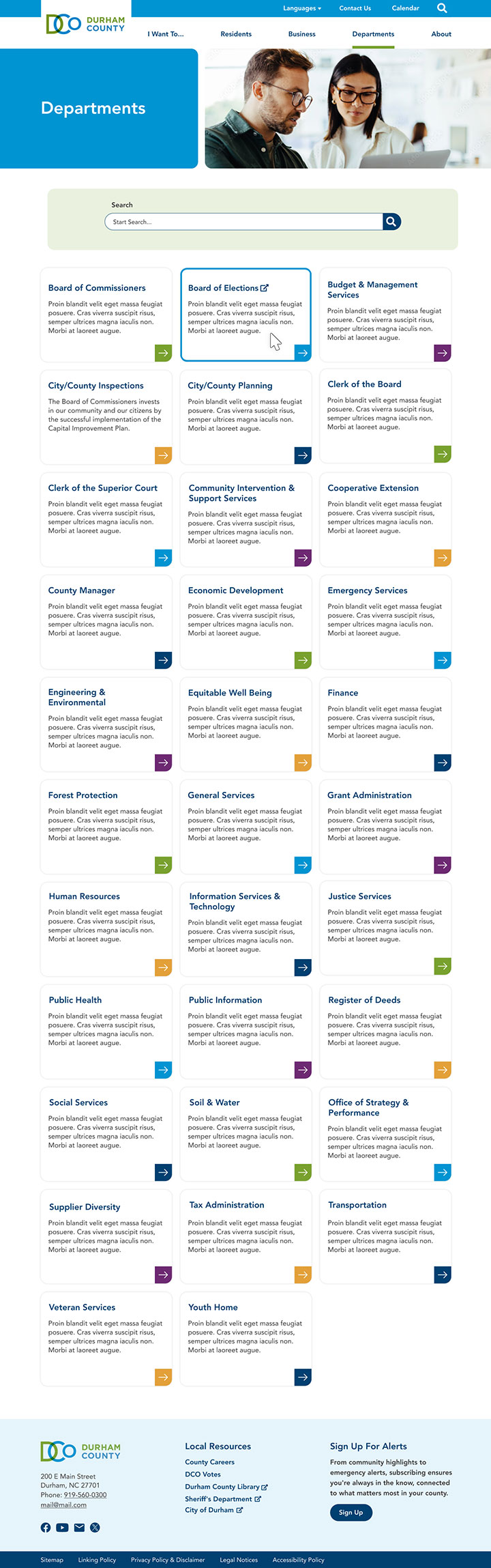 Durham county department listing page