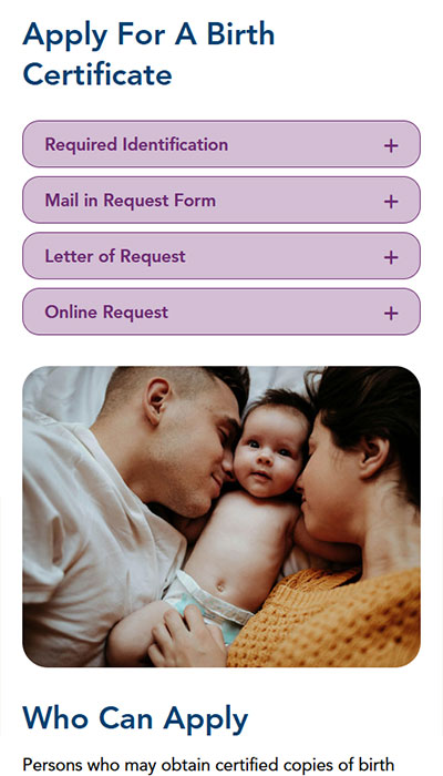 Durham County mobile design for birth certificate applications