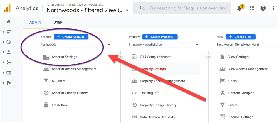 GA Admin Settings