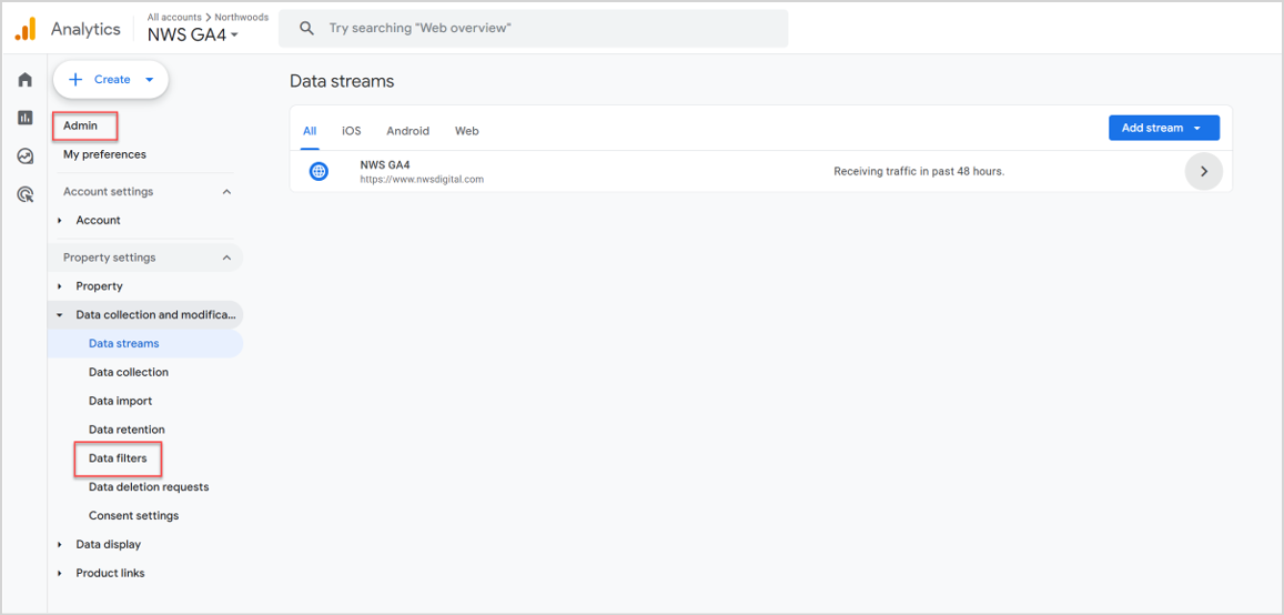 Data filters access in GA4