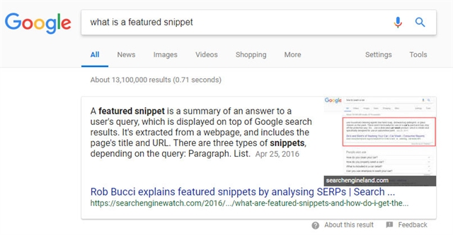 Featured Snippet answer box