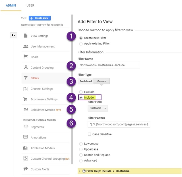 Add Filter to View GA