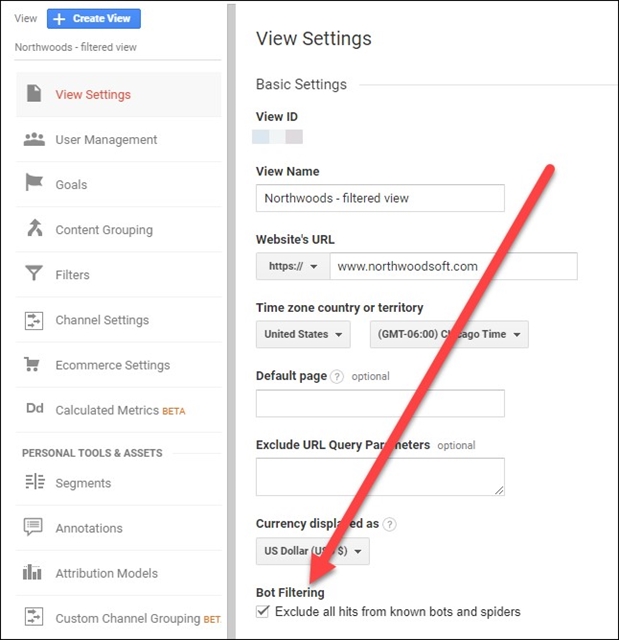 GA Bot Filtering Checkbox