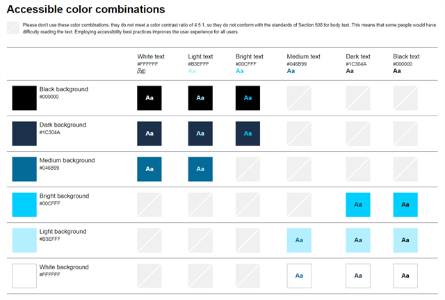 Screen shot of the Atul Varma color matrix tool