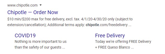 Chipotle search result examples