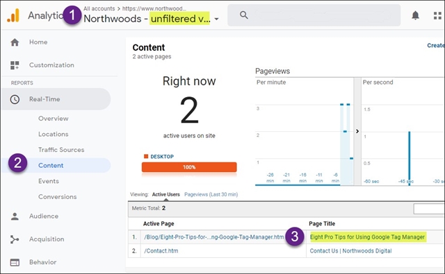 Real Time Testing Google Analytics