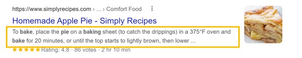 Image of a Google search result showing a meta description