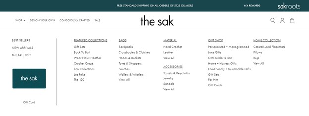 Screen grab of the sak website