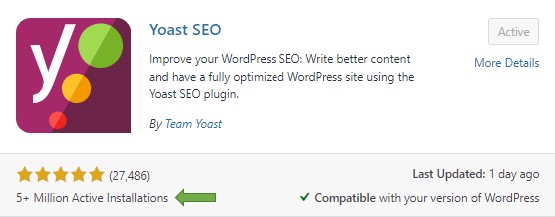 Example of where to find WordPress plugin installation details