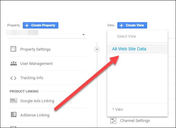 Create New GA View