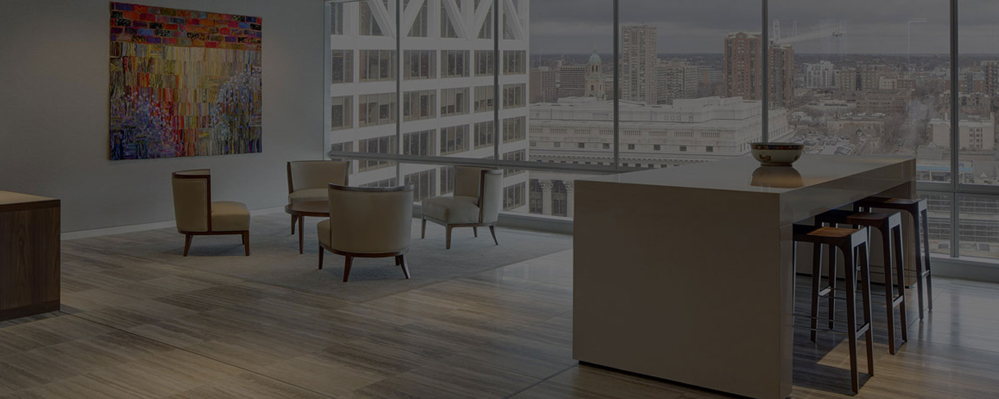 looking out of a window from an office space