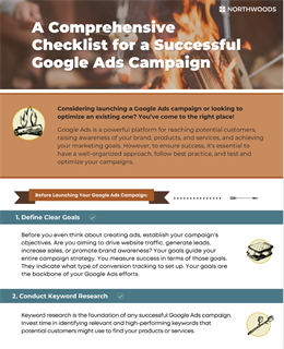 An image of Northwoods Comprehensive Checklist for a Successful Google Ads campaign PDF.