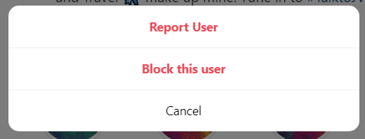Blocking users screen
