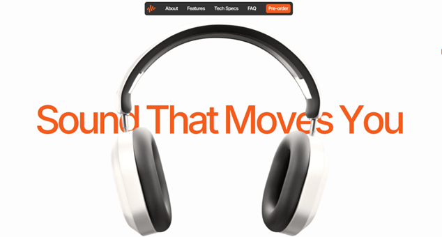 An image of headphones that shows how spacing is used to separate sections of content and design