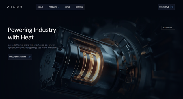 An example of dark design used on a website for an energy company