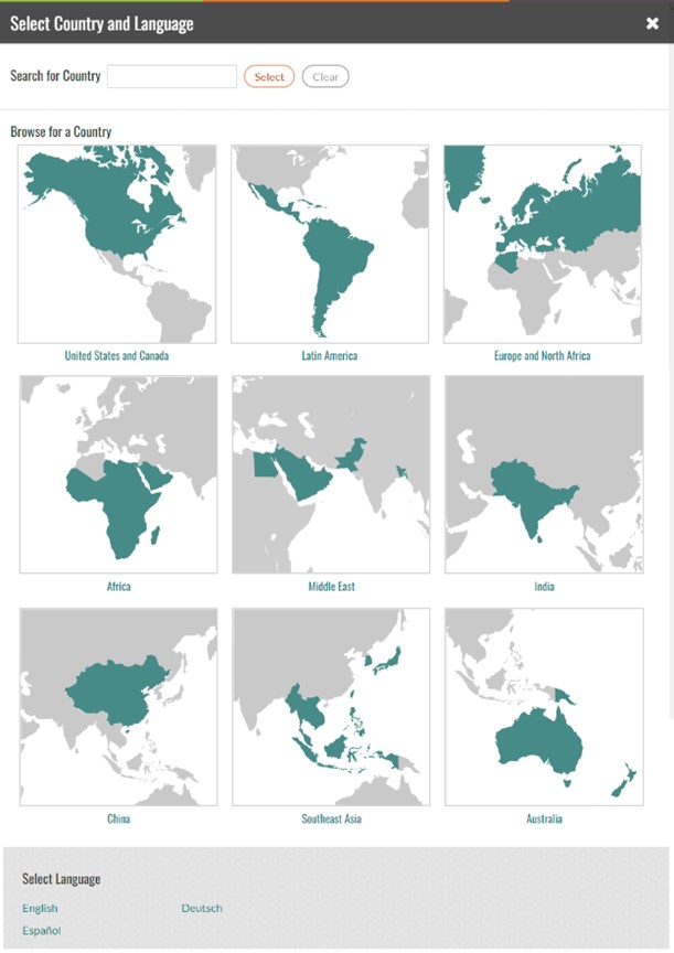 An example of a language switcher that also considers the geographic location of the user.