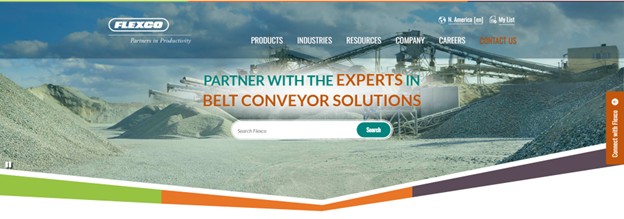 An image from the Flexco website showing navigation structure