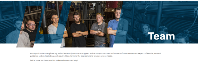 An image of the Team page header from the Powerbrace website