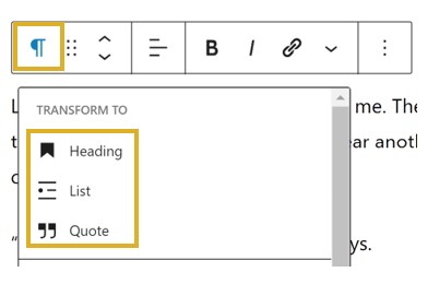 WordPress Gutenberg editor properties tool used to add proper tagging.