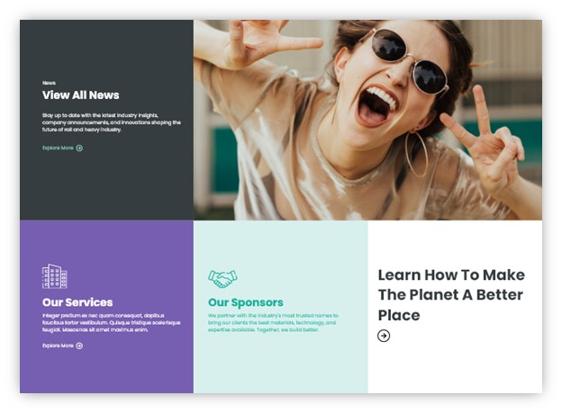 A website with a clean layout, featuring a high-impact photo.