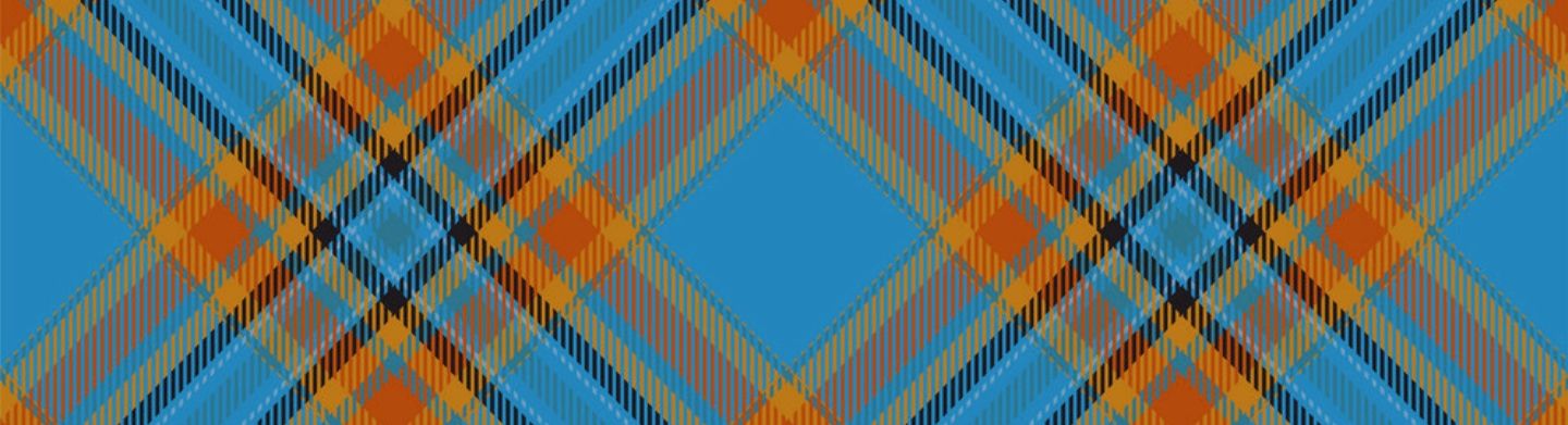 An orange and blue plaid pattern
