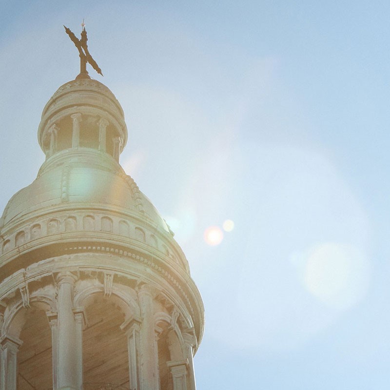 sky and a church steeple